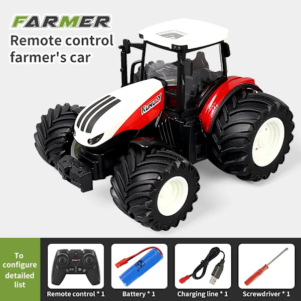 1/24 RC-lastbil lantbruks traktor bil släpvagn 2.4g fjärrkontroll bilar modell jordbruk miniatyr bonde djur modell leksaker barn pojke Wide Wheels