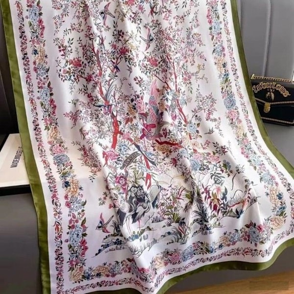 Damscarf 90 x 180 cm Imitation Silke Fleuri Oiseau Fou 290 L