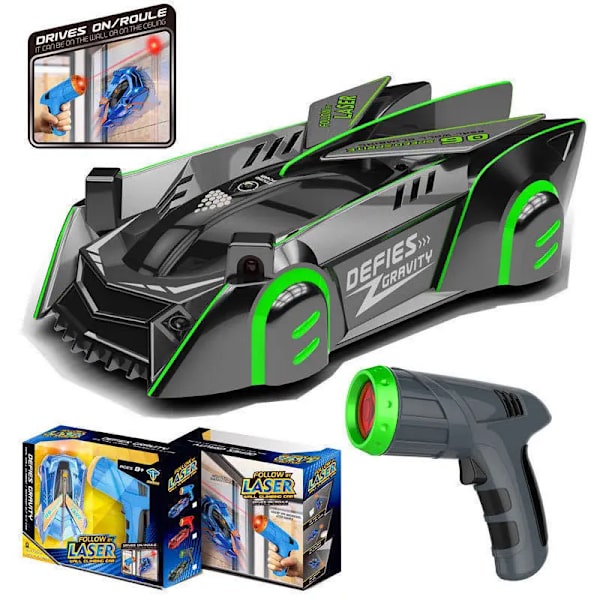 RC-bil stunt infraröd laser vägg tak klättring fordon leksaker för barn fjärrkontroll bilar följa ljus gåvor pojkar Green