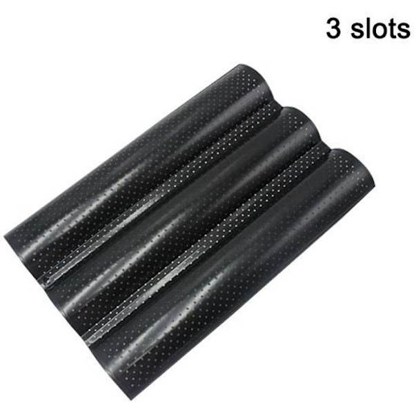 Bakplåt i kolstål för fransk vågbröd, bakform för baguette, 3 spår, svart BLACK