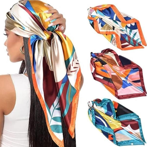 Sidenscarf - Ospecificerad - 3-pack - 90x90 cm - Mångsidig - Klassiska mönster