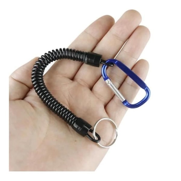 Fiskelina, Fiskelina med karbinhake, Spiralnyckelring med karbinhake, Infällbar spiralklämma