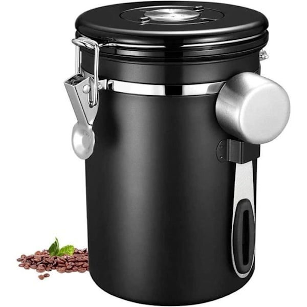 J-Moose Lufttät Kaffeburk - Bevarar Kaffe Och Alla Dess Smaker 1,8L Rostfritt Stål - Med Datumstämpel Och Sked444