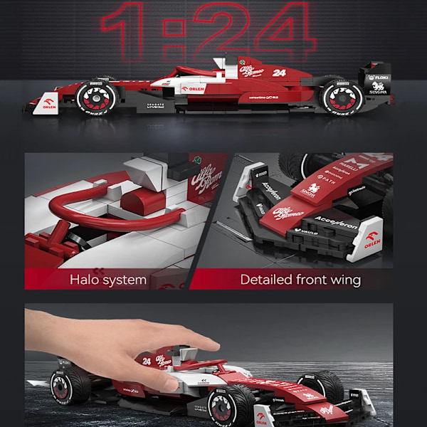 Cada 1:24 Alfa Romeo 2022 F1 Racing Car C42 Sportbilsmodell Byggklossar Stadsracingbil Klossleksaker för barnpresenter With packaging box