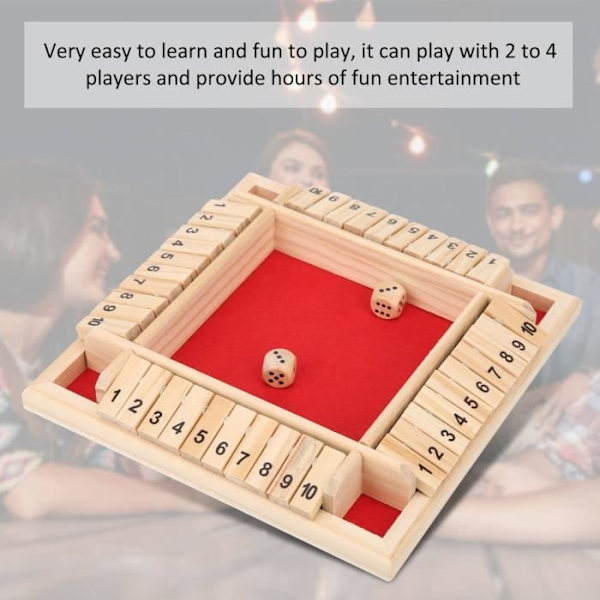 Tärningsspel - Ej.Life - Stäng Lådan - Trä - 4 Sidor - 2 Till 4 Spelare Red flannel