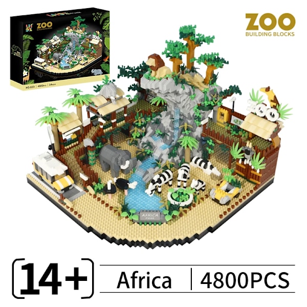 5000 st kreativ mikropartikel stadsvy regnskog panda djur zoo byggklossar montera tegel leksaker pojke barn present Africa with Box