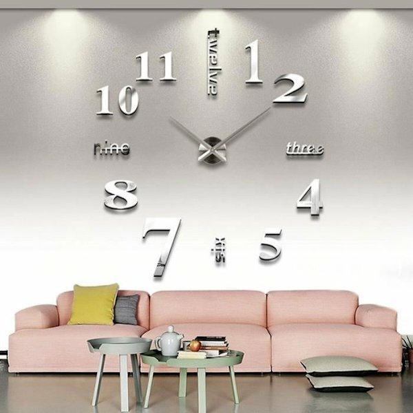 DIY 3D Jättelik Design Väggklocka - Med Siffror 3D Väggklocka - Modern - Dekorativ -Wer