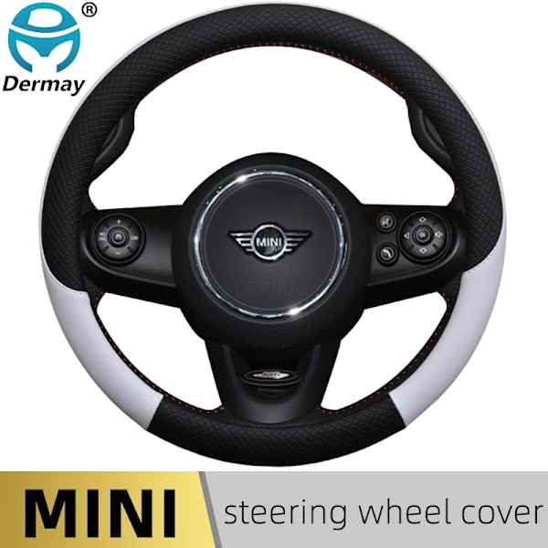 100% Dermay Märkesläder Rattöverdrag för Mini Cooper R56 Clubman Countryman Clubvan Coupé Biltillbehör Red