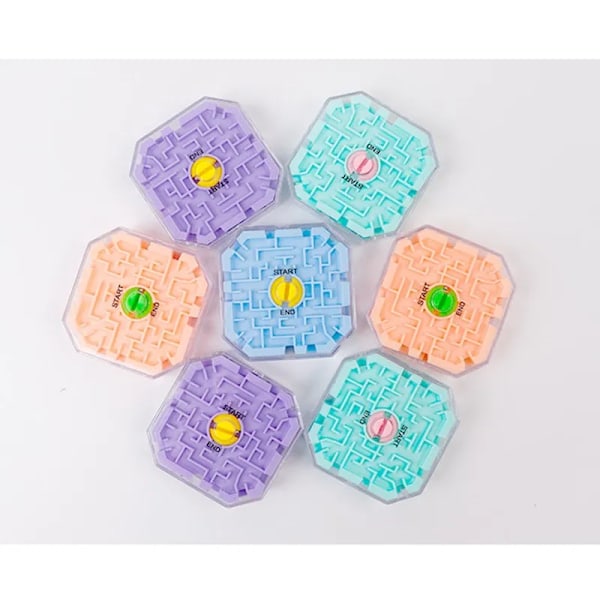 3D Mini Speed Cube Labyrint Magisk Kub Lära Pedagogisk Leksak Pusselspel Labyrint Rullande Boll Hjärna Lära Balans A-323-yellow