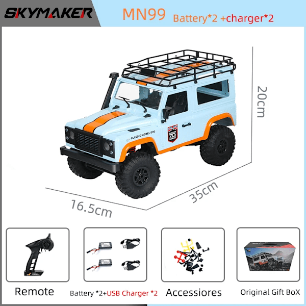 1:12 skala MN modell RTR version WPL RC bil 2.4G 4WD MN99S RC Rock Crawler MN98 MN99 Defender Pickup fjärrkontroll lastbil leksaker MN99-B-2B