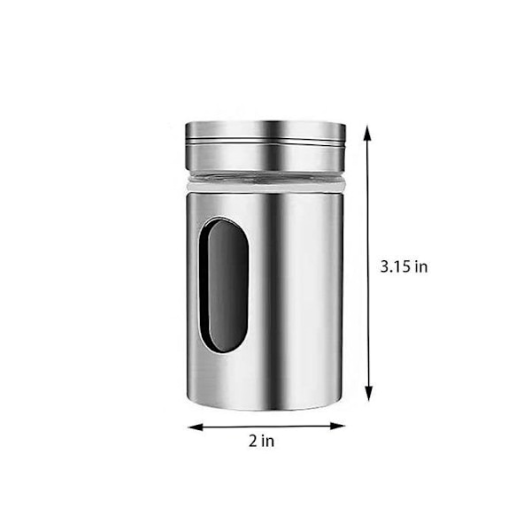 3-delad kryddskakare kryddburk, kryddburk i rostfritt stål, mini kryddflaska i glas, kryddbehållare, O