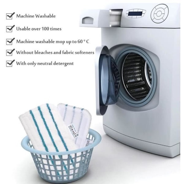 Paket med 5 ersättningsdukar i mikrofiber för ångmoppar White