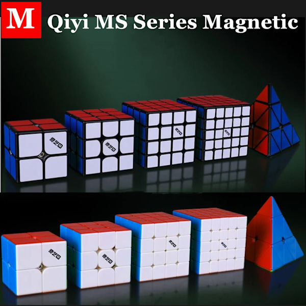 Magnetisk 2X2X2 3X3X3 4X4X4 5X5X5 Ms Serie Speed Cube 2X2 3X3 Pyramid 4X4 Cubo Magico 5X5 Pusselkub 2x2 M black