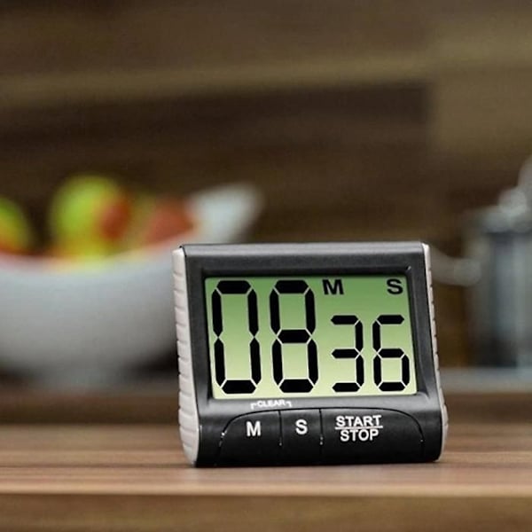 Digital kökstimer, nedräkningstimer, extra stor skärm, stark magnetisk baksida, infällbart stativ