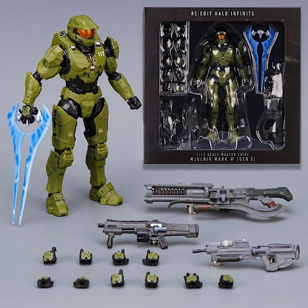 18 cm Halo Infinite Master Chief Mjolnir Mk VI 1/12 skala 17,5 cm 6 tum actionfigur VI Gen3 John117 samlarföremål leksaker A-with box 18CM