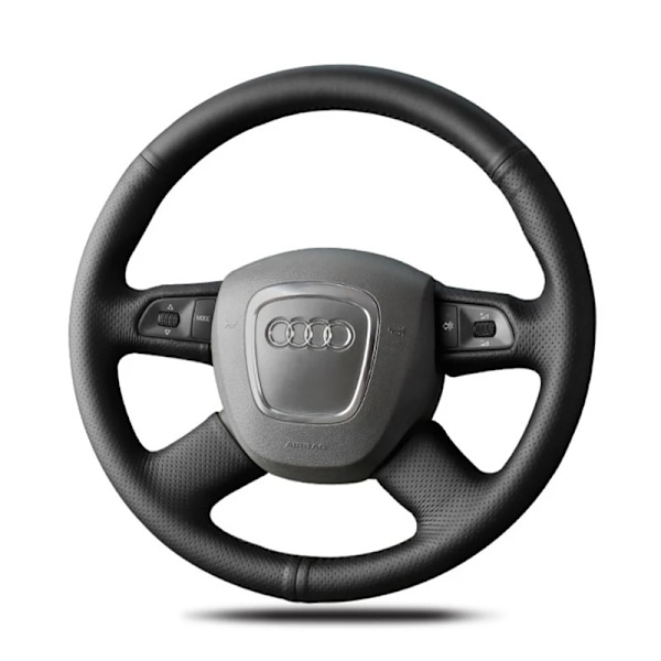 DIY konstläder svart rattöverdrag för Audi A3 8P Sportback A4 B8 Avant A5 8T A6 C6 A8 D3 Q5 8R Q7 andningsbart