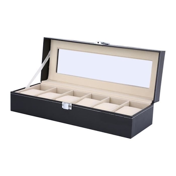 Klockdisplay Läder Klockbox Smyckeskrin Present För Män (6 Fack) -Ja