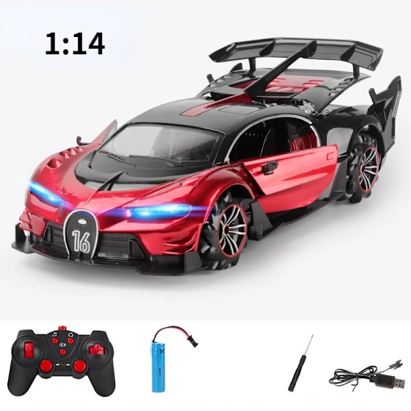 1:14 RC-bil elektrisk racing laddningsmodell sportbilar för höghastighetsfordon radiodrift LED-lampor fjärrkontroll terräng RED Door Openin