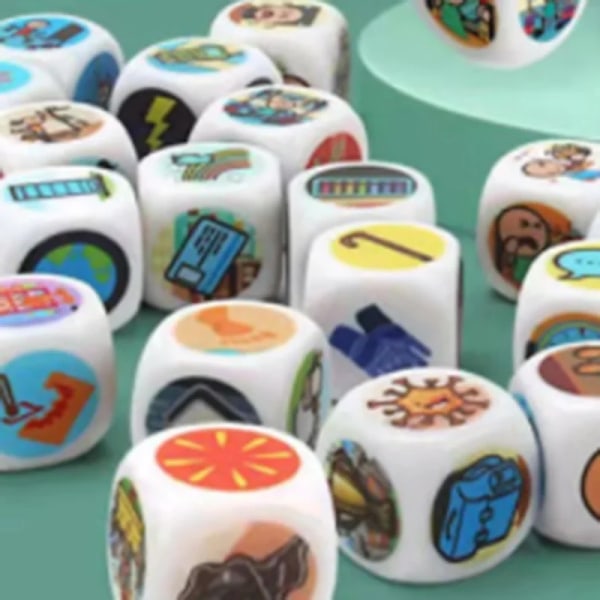9 st/set Flerfärgade Mönster Tärningar Berättande Tärningsspel Familj/Föräldrar/Fest Roliga Fantasi Leksaker 2Cm basic