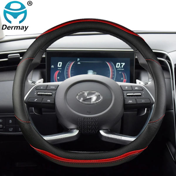 Rattskinnsöverdrag i PU-läder med kolfiber för Hyundai Tucson 2004~2022 NX4 IX35 2016 2017 2019 2021 2022 - Biltillbehör O shape- Orange
