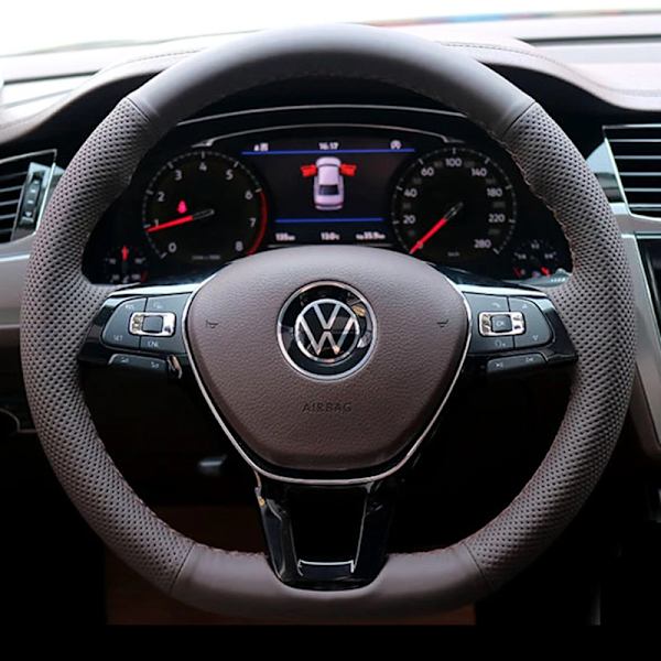 Skräddarsydd andningsbar mikrofiberläder rattöverdrag för Volkswagen Golf 7 MK7 ny Polo Jetta Passat B8 bilinteriör