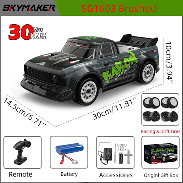 Sg1605 sg1606 sg1603 sg1604 pro 1/16 rc bil hög hastighet 2.4g borstlös 4wd 1:16 drift fjärrkontroll racing bil leksaker för pojkar SG1603-Brushed-1B