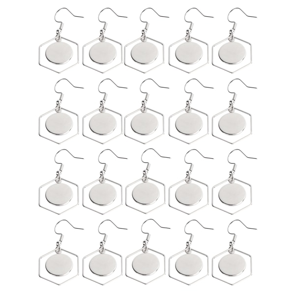 20 stk. Blanke rammer til øreringe Trådkroge bakker med cirkelsmykker til fremstilling af DIY-håndværksmaterialer