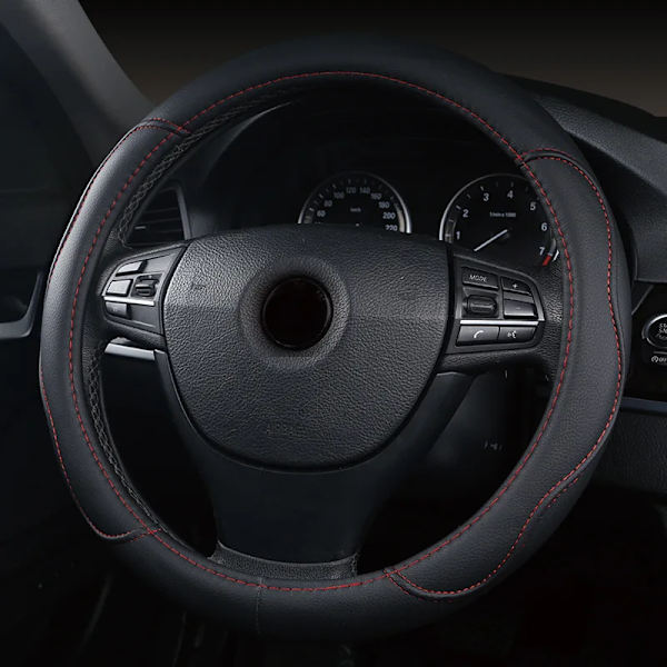 Rattöverdrag för Peugeot 107 206 207 307 408 508 - Rund ratt Red Thread