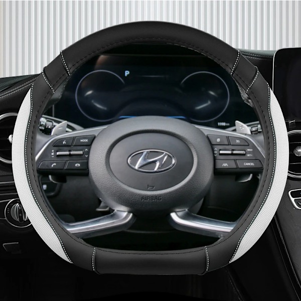 Isilke + läder D-formad rattöverdrag för Hyundai Creta II 2021 2022 biltillbehör RED