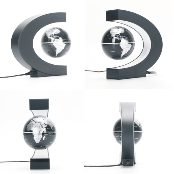 Magneettinen Levitation Globe C -muotoinen 3 tuuman musta himmeä LED Magneettinen levitaatiopallo Toimistotyöpöydän koristelu GiftEU Plug