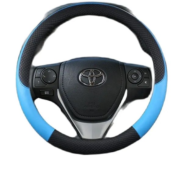 Bilstyrhjulsskydd i flätad läder för Toyota Camry CHR Auris Yaris Corolla RAV4 Prius 30 Celica Aqua red