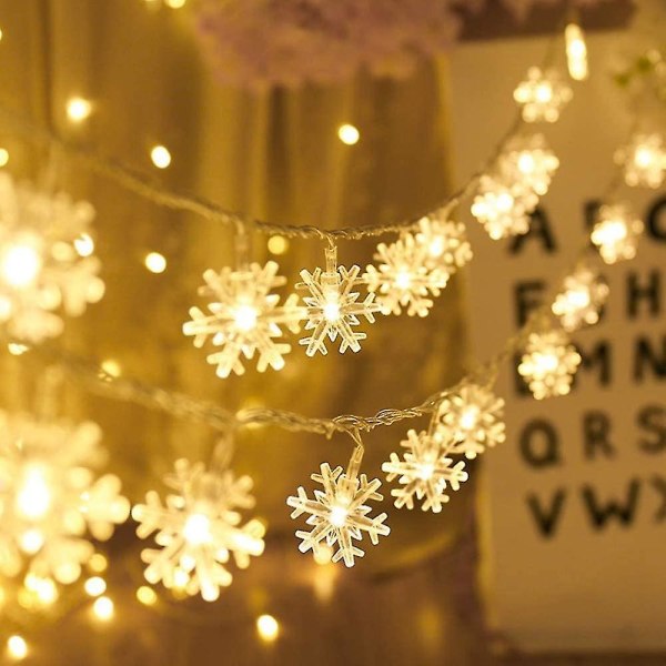 Julbelysning, snöflingaljus, batteridrivna vattentäta Fairy Lights 32,8 fot