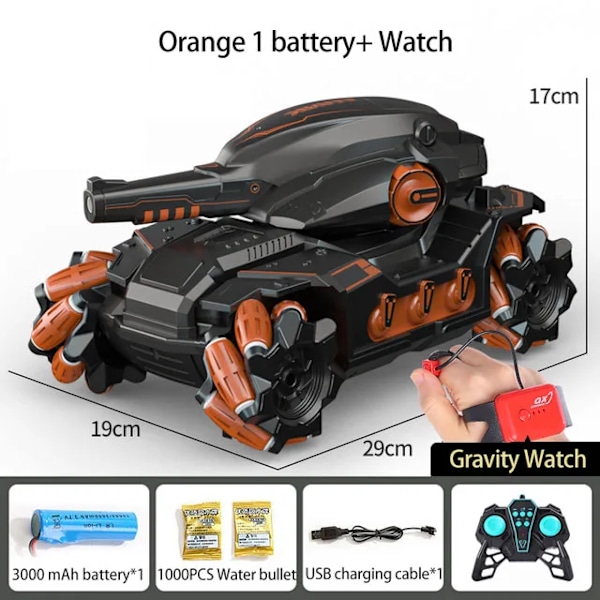 Fjärrstyrd tankbil 4wd rc bil leksak vattenbomb tank 2.4g geststyrda stunt drift bil leksaker för barn vuxen pojke present orange 2 rc 1b