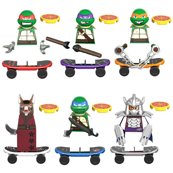 6-pack TMNT Mini Actionfigurer Ninja Turtles Lego Leo Raph Don Dockor Samla Byggklossar MOC DIY Leksaker för Barn 6pcs