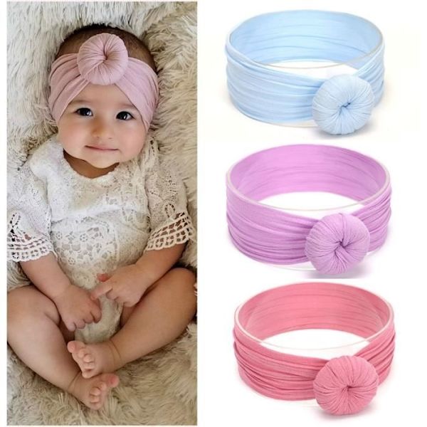 Baby Hårband, Barnhårband, Elastisk Turban, Dop Pannband, Håraccessoarer, Knutna Hårband, För Fest, Flicka, 3 st