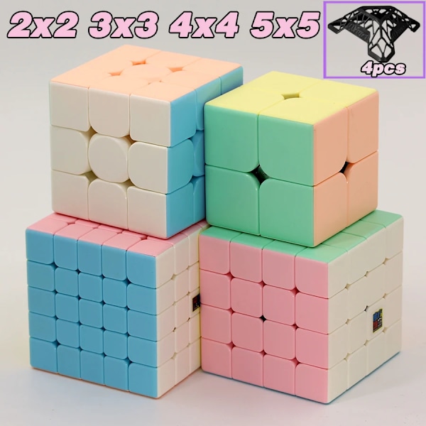 Macaron 2X2 3X3 4X4 5X5 Professionell Speed Rosa Kub Pyraminx 2X2X2 3X3X3 4X4X4 5X5X5 Stickerless Puzzle Magic Cube Macaron 2x2