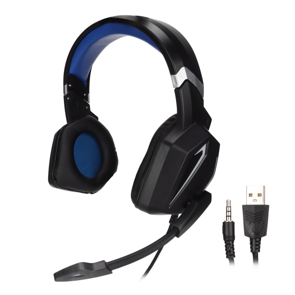 Gaming-hodetelefoner Stereo RGB-lys Memory Foam-øreklokker 3,5 mm USB-kablet over-øre-hodesett med mikrofon for PS4 PC-mobiltelefon