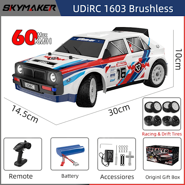 RC racerbil 1/16 UD1604 UD1603 UD1607 UD1608 RC bil hög hastighet 2.4G borstlös 4WD drift fjärrkontroll driftbil leksaker för pojkar UD1603Pro-1B-Box