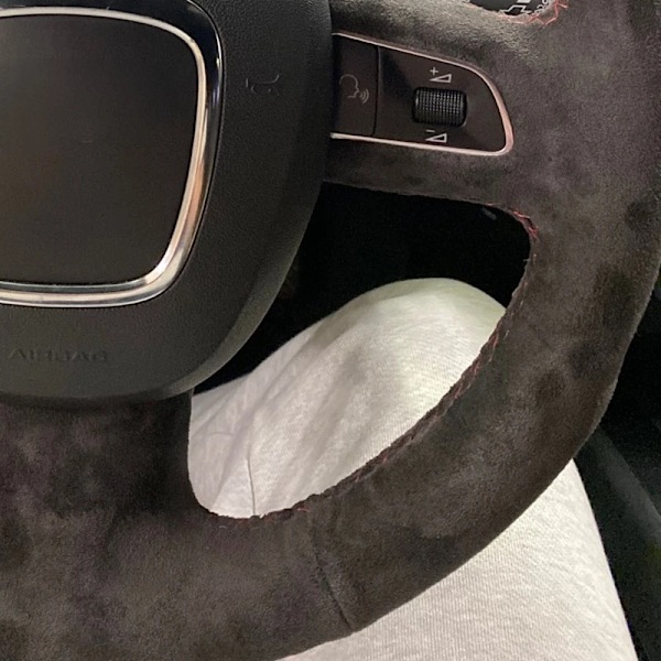 Svart mockabands rattöverdrag för Audi A3 8P Sportback A4 B8 Avant A5 8T A6 C6 A8 D3 Q5 8R Q7 4L S3 S4 S5 Seat Exeo