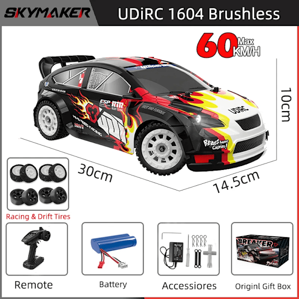 RC racerbil 1/16 UD1604 UD1603 UD1607 UD1608 RC bil hög hastighet 2.4G borstlös 4WD drift fjärrkontroll driftbil leksaker för pojkar UD1604Pro-1B-Box