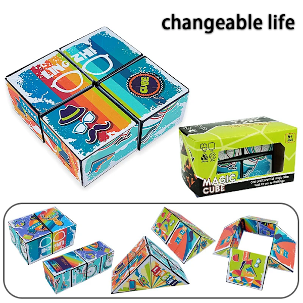 Tredimensionell Varierande Magisk Kub Anti-Stress Leksak Geometri Oändlig Magnetisk Föränderlig Kub Barn Ångestdämpare Fidget Leksaker E