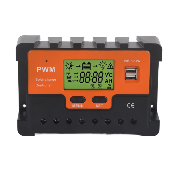 PWM Solar Controller 50A 12V 24V 48V Manuelt valg 3-trins opladning Solar Charge Regulator med 2 USB til RV 5V Output