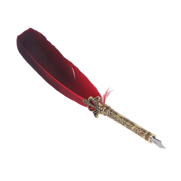 Fjærpenn Sinklegering Høy glatthet Elegante farger europeisk retrostil fjærpenn for skriving Tegning Rød