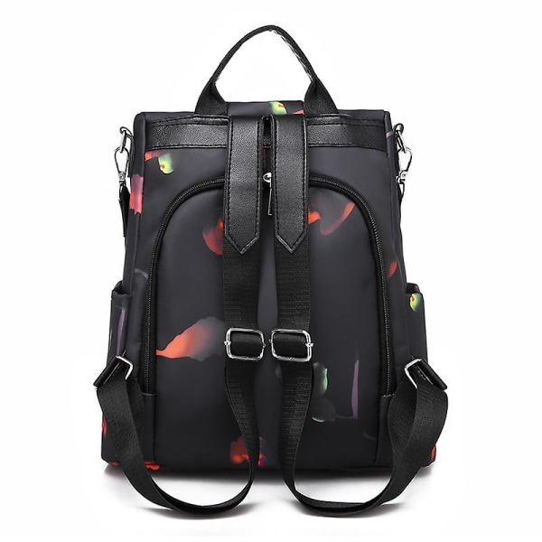 Dam Stöldskyddsryggsäck Multifunktionella resväskor-svart printed