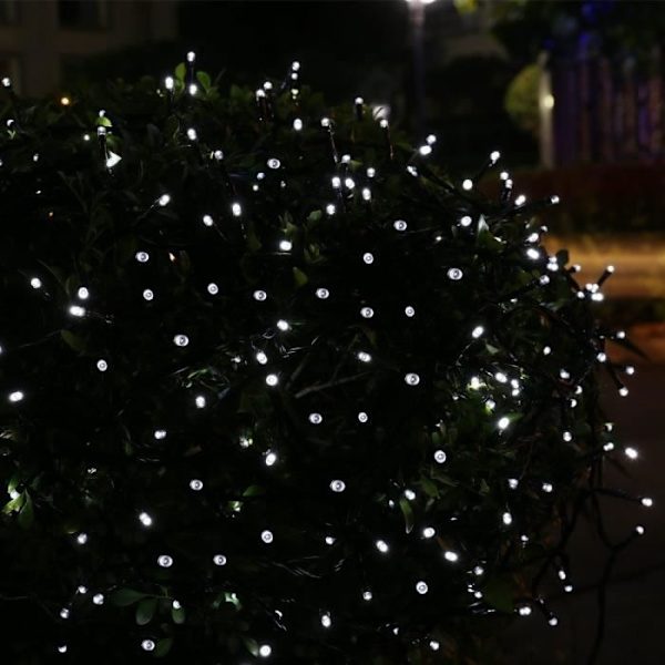 Ledertek Solcellsdriven Vattentät Ljusslinga 12M 100 LED 8 Lägen Dekorativ Lampa För Fest (100 LED Vit)