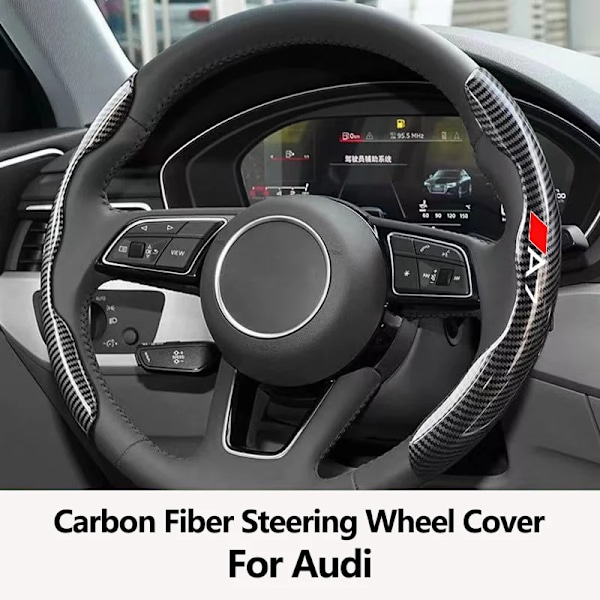 Rattskinnsöverdrag i kolfiber svart för Audi A1 A3 A4 A5 A6 A7 A8 Q3 Q5 Q7 Q8 tillbehör logotyp A1