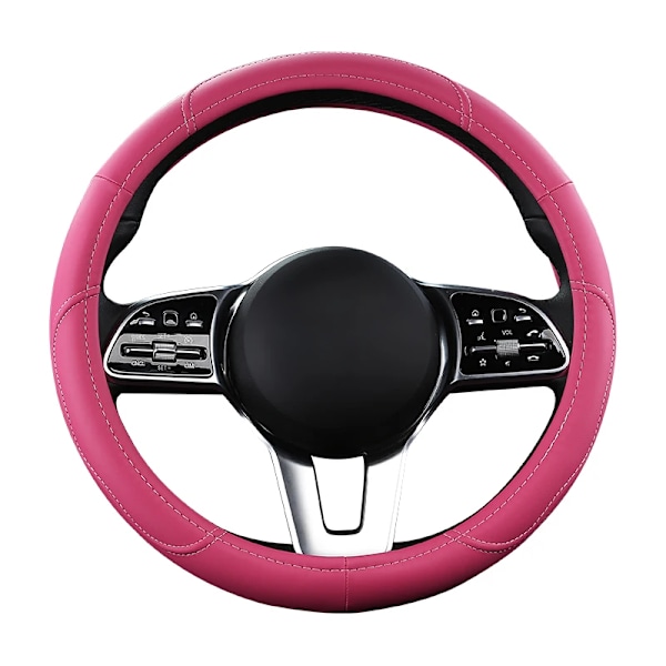 Motocovers bil anti-halk läder rattöverdrag universell bil ratt skyddande överdrag mode stil 38cm rosa peach