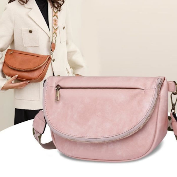 Insfity Chic Vintage Faux Läder Dam Midjeväska - Rosa Pink
