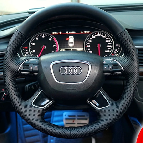 Skräddarsydd DIY-rattöverdrag i mikrofiberläder för Audi Q7 2012-2015 Q3 Q5 2013-2016 A4 (B8) 2014 2015 A6 (C7)