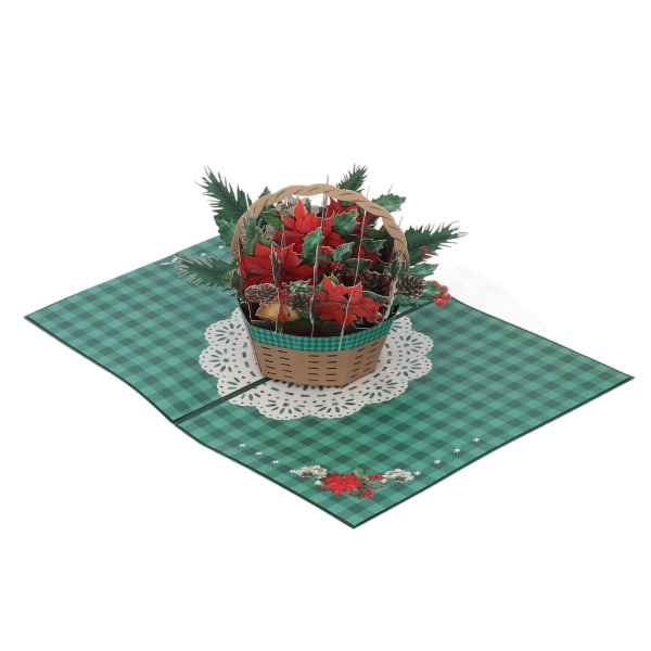 3D-joulukortit Kukkakori Hienot yksityiskohdat Ponnahduskortit kirjekuorella lahjateemajuhliin